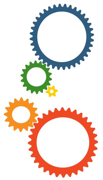 5 different sized gears, compound gear