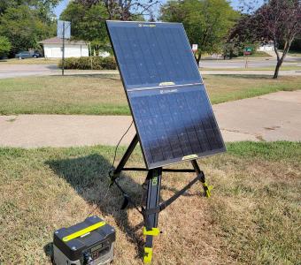 solar panel set up outside